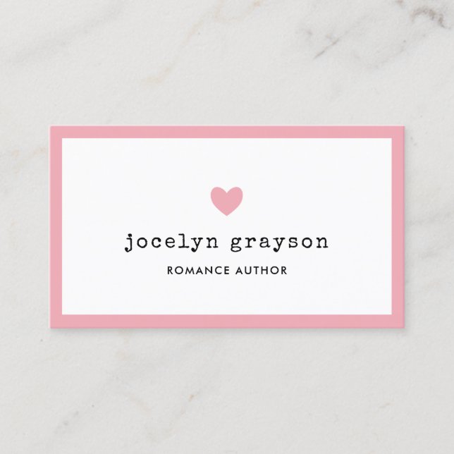 Sweet Pink Heart Romance Author Business Card (Front)