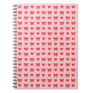 Sweet Pink Hearts & Bows Pattern Notebook