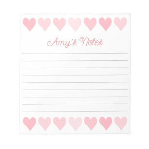 Sweet Pink Hearts Notepad