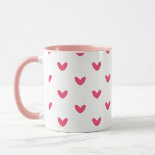 Sweet Pink Hearts Pattern Modern Coffee Mug