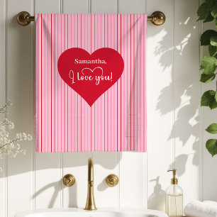 Sweet Pink Hearts Valentine Bath Towel Girlfriend