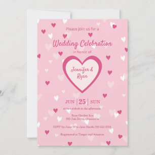 Sweet Pink Hearts Valentine Wedding Invitation