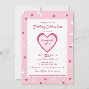 Sweet Pink Hearts Valentine Wedding Invitation