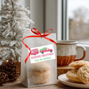 Sweet Pink Holiday Truck RV Camper Christmas Gift Rectangular Sticker