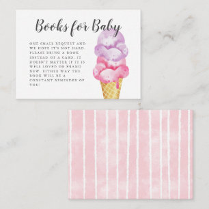 Sweet Pink Ice Cream Baby Shower Book Request Enclosure Card