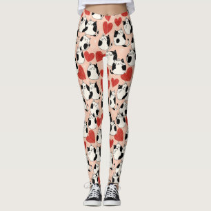 Sweet Pink Kawaii Cats & Hearts Pattern (6) Leggings