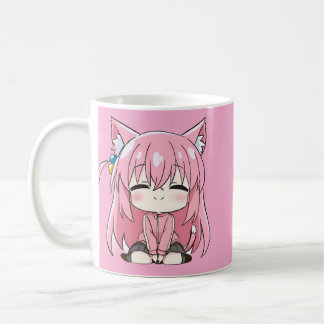 Sweet Pink Kitty Chibi Mug