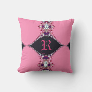 Sweet Pink Lacy design Monogram Cushion