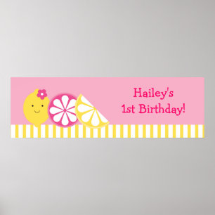Sweet Pink Lemonade Birthday Banner Sign