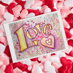 Sweet Pink Love Art Painting Postcard
