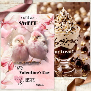 Sweet Pink Love Birds Chocolate Valentine's Day Holiday Card