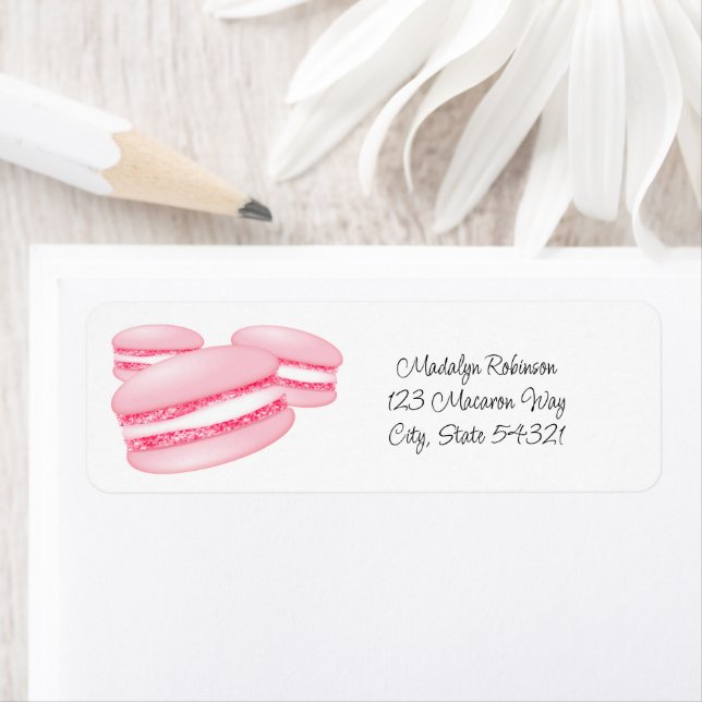 sweet pink macarons return address label (Insitu)