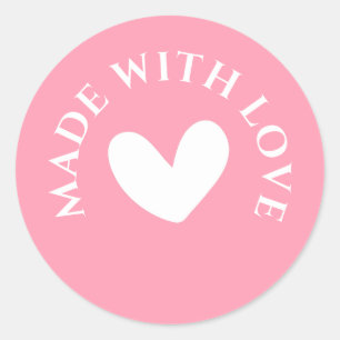 Sweet Pink "Made With Love" Classic Round Sticker