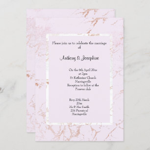 SWEET PINK MARBLE ELEGANT CLASSIC WEDDING INVITATION