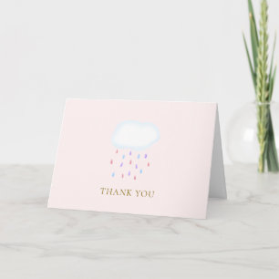 Sweet Pink Modern Elegant Raindrop Baby Shower Thank You Card