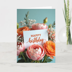 Sweet Pink Orange Birthday Card