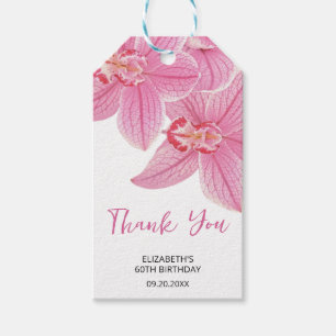 Sweet Pink Orchid Floral Birthday Thank You Gift Tags