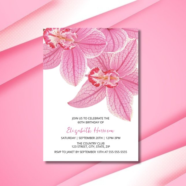 Sweet Pink Orchid Floral Greenery Birthday Invitation (Creator Uploaded)