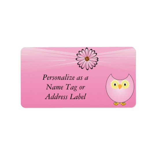 Sweet Pink Owl Address Label