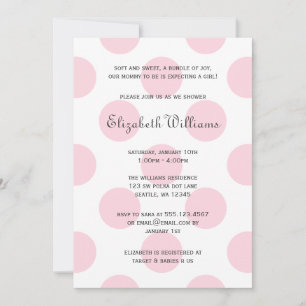 Sweet Pink Polka Dots Baby Girl Shower Invitation
