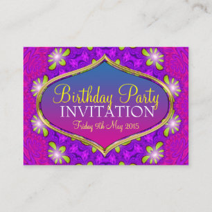 Sweet Pink+Purple Floral Mini Invitations