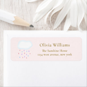 Sweet Pink Raindrop Baby Shower Return Address Label