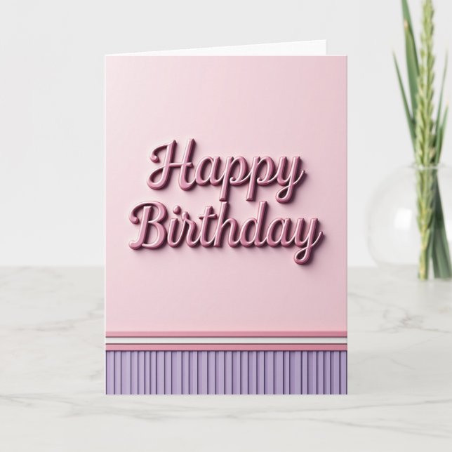 Sweet Pink Script Birthday Card (Front)