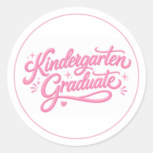 Sweet Pink Script Kindergarten Graduate Classic Round Sticker