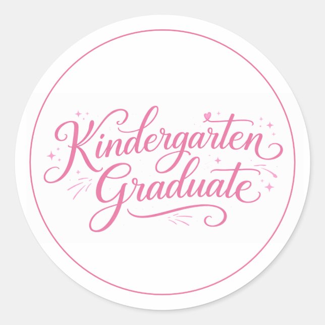 Sweet Pink Script Kindergarten Graduate Classic Round Sticker (Front)