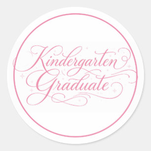 Sweet Pink Script Kindergarten Graduate Classic Round Sticker