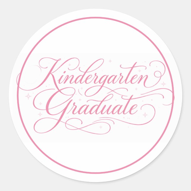 Sweet Pink Script Kindergarten Graduate Classic Round Sticker (Front)