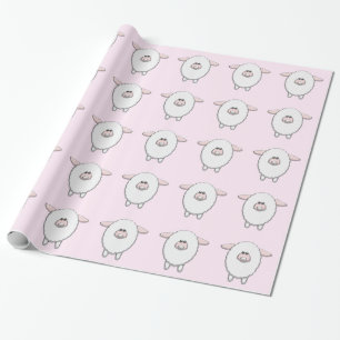Sweet Pink Sheep Baby Shower Wrapping Paper