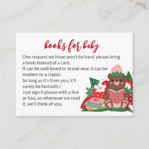 Sweet Pink Strawberry Bear Bring Books Baby Shower Enclosure Card
