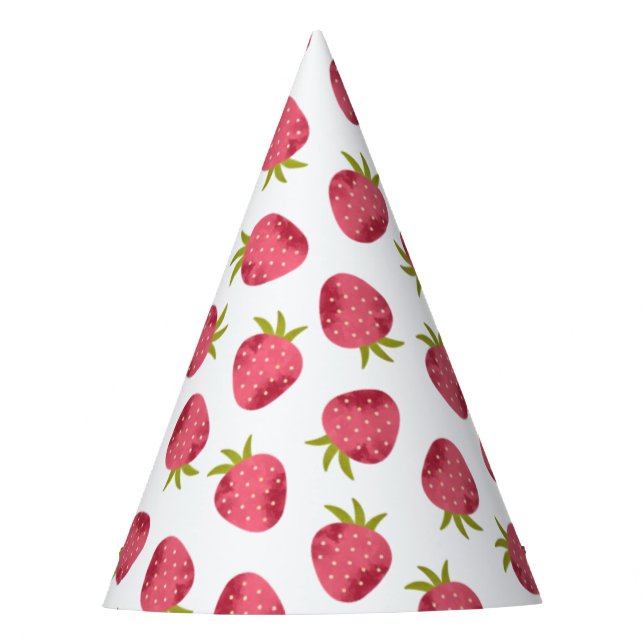 Sweet Pink Strawberry Seamless Pattern Party Hat (Front)
