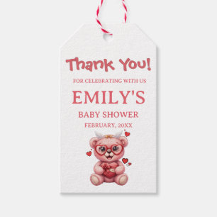 Sweet Pink Teddy Bear Baby Shower  Gift Tags