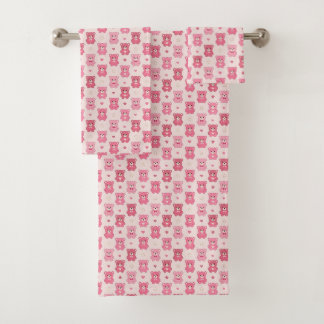 Sweet Pink Teddy Bear Kids Towel Set
