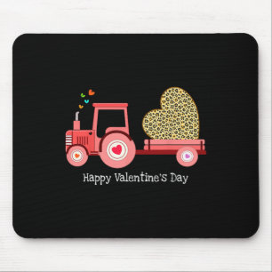Sweet Pink Tractor With Leopard Heart Happy Valent Mouse Pad