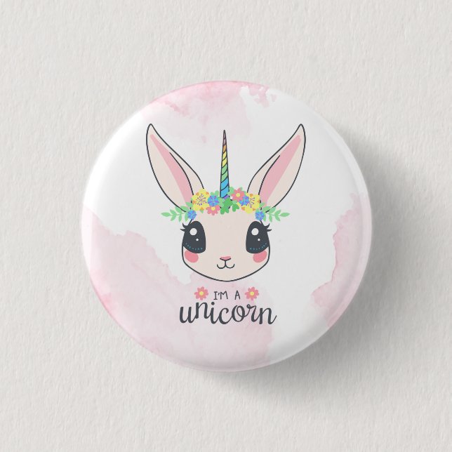 Sweet Pink Unicorn  3 Cm Round Badge (Front)