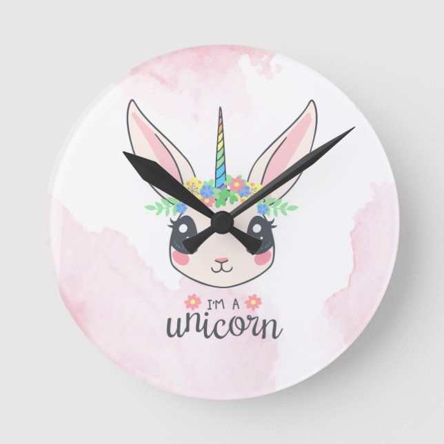 Sweet Pink Unicorn Round Clock (Front)