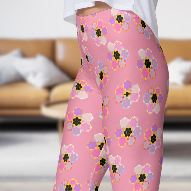 Sweet Pink Vanilla Honey Colour Pattern Leggings (Honey Color - Vanilla Ice Leggings)