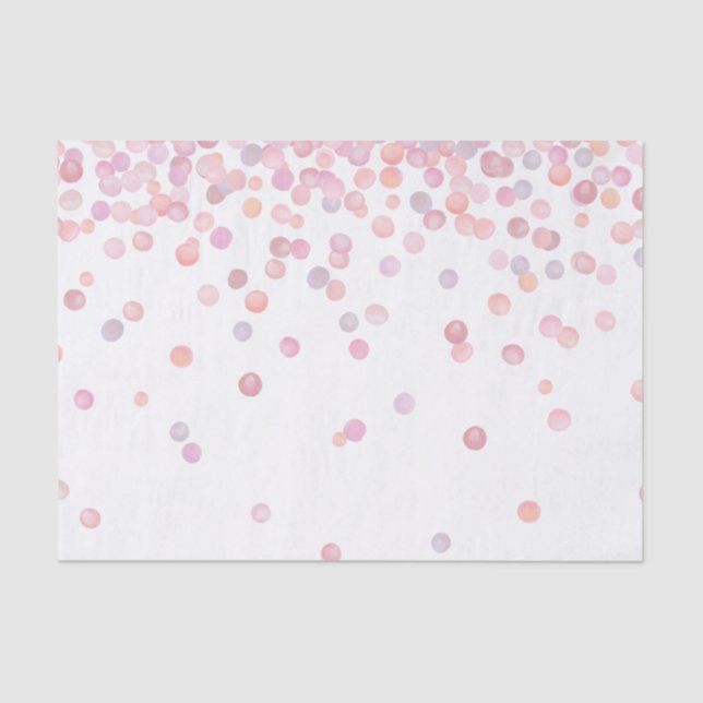 Sweet Pink Watercolor Confetti Dots Tissue Paper (Front)