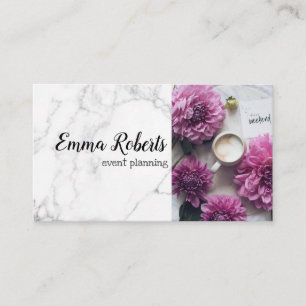 Sweet Pink Watercolor Peonies Floral Monogram Business Card