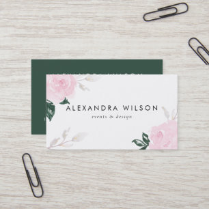 Sweet Pink Watercolor Roses Business Card