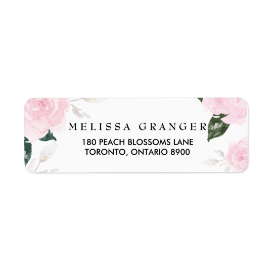 Sweet Pink Watercolor Roses Return Address Label