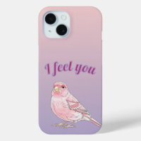 Sweet Pink Watercolor Singing Canary Bird Art