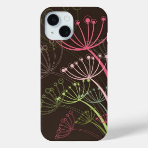 Sweet Pink Whimsical Dandelions Chic Floral Art iPhone 15 Case