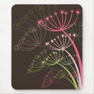 Sweet Pink Whimsical Dandelions Chic Floral Art Mouse Pad