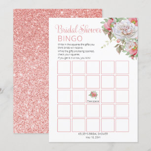 Sweet Pink  White Rose Floral Blooms Bridal Shower Invitation