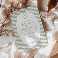 Sweet Pinstriped Green Bow Baby Shower