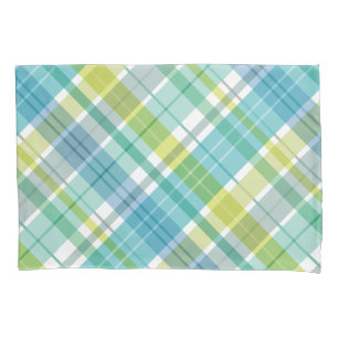 Sweet Plaid Pastel Blue Green Pillowcase